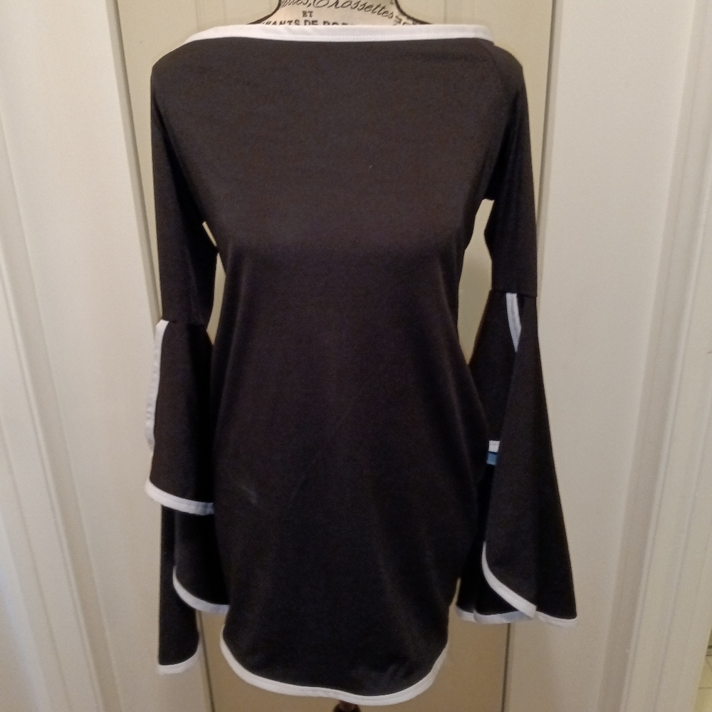 Black Dress White Trim.  L